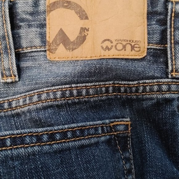 Warehouse One Men's Denim Jeans 34x32 Dark Wash Like New Straight Leg Relaxed - Picture 8 of 9